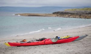 Kayaks on a beach on the Aran Islands