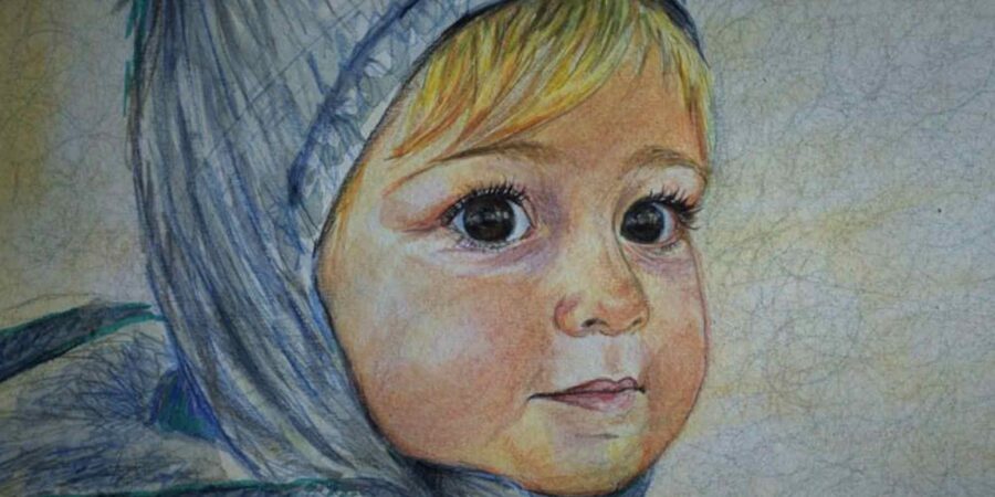 Portráid de leanbh óg déanta ag Maria Gasol